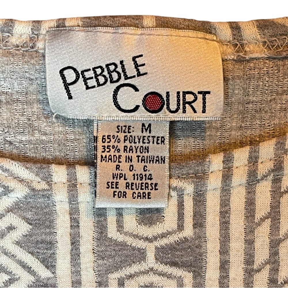 VTG Pebble Court 3/4 Sleeve Shirt Top Women Medium Bohemian Geometric Aztec Gray - Picture 5 of 16